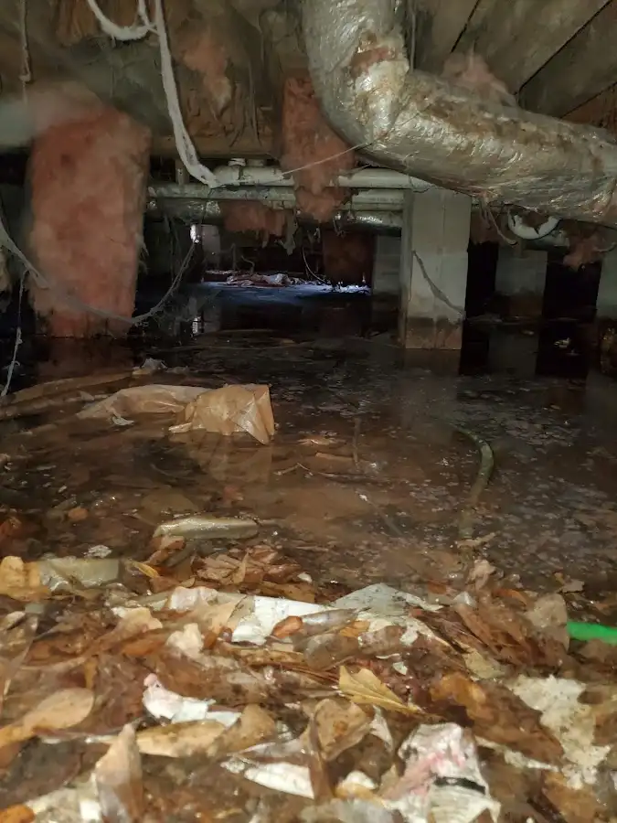 Crawl space flood assessment for Commercial Water Damage Restoration in Southwick